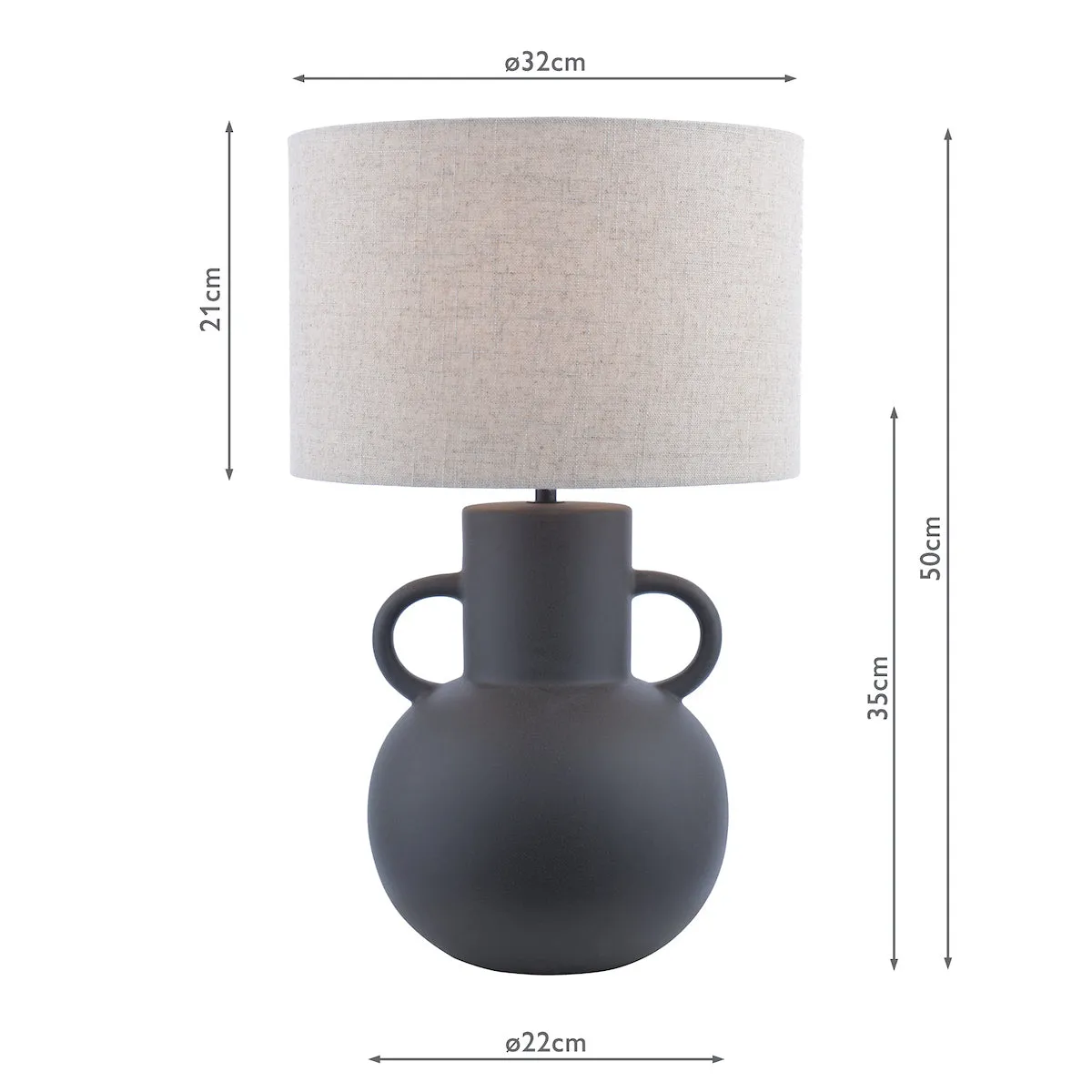 Dar Urn Ceramic Table Lamp Black With Shade