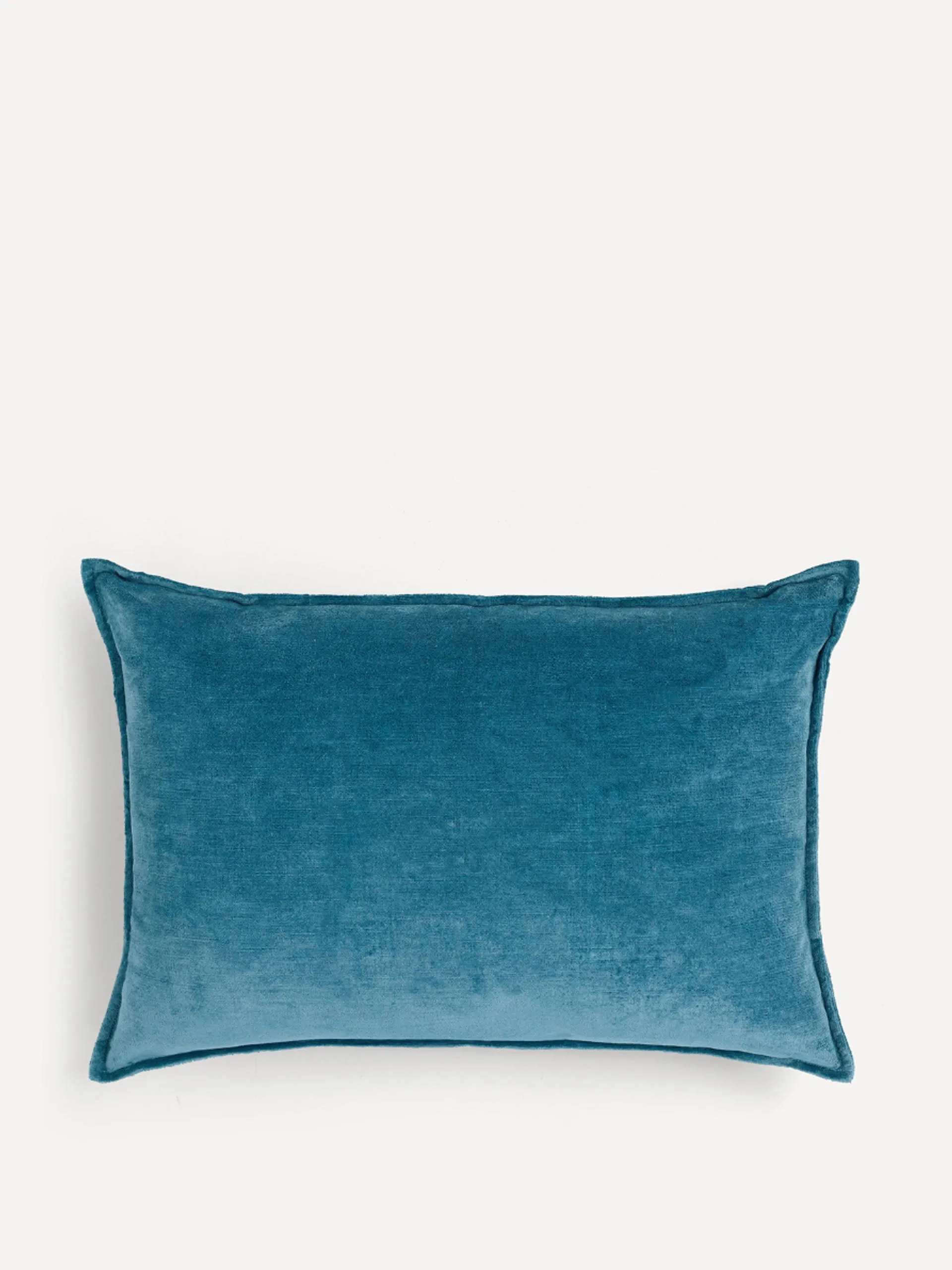 Denim blue verity linen velvet rectangular cushion