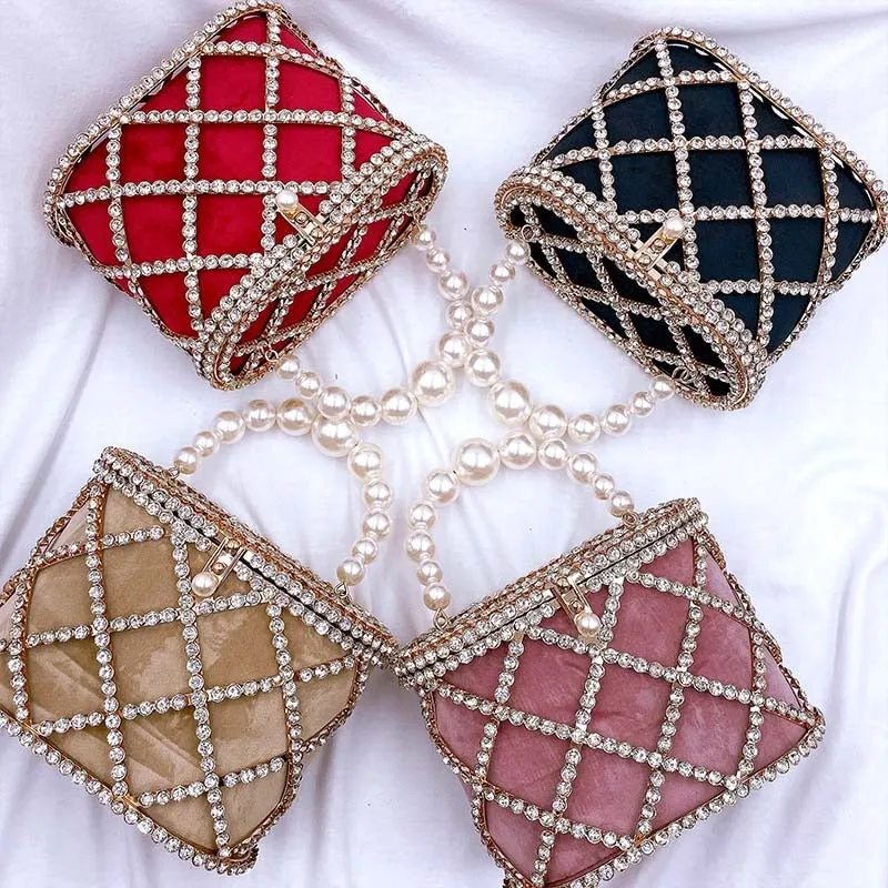 Diamond-Studded Basket Bag