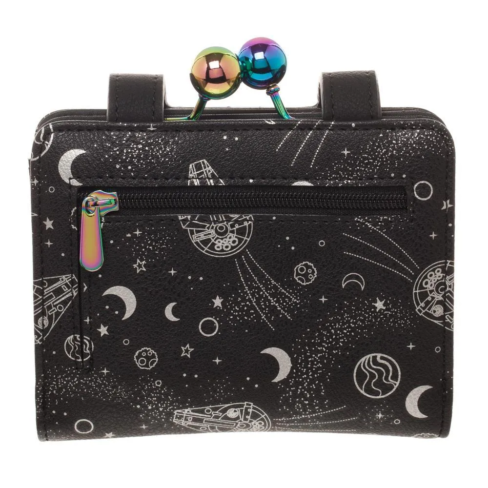 Disney Star Wars Universe Wallet & Coin Purse, Galaxy Hologram, All Over Print Space Spacecraft