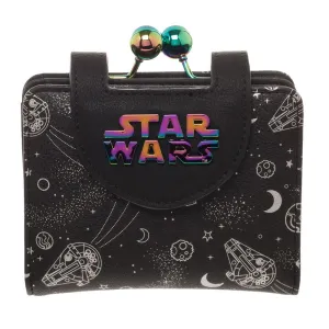 Disney Star Wars Universe Wallet & Coin Purse, Galaxy Hologram, All Over Print Space Spacecraft