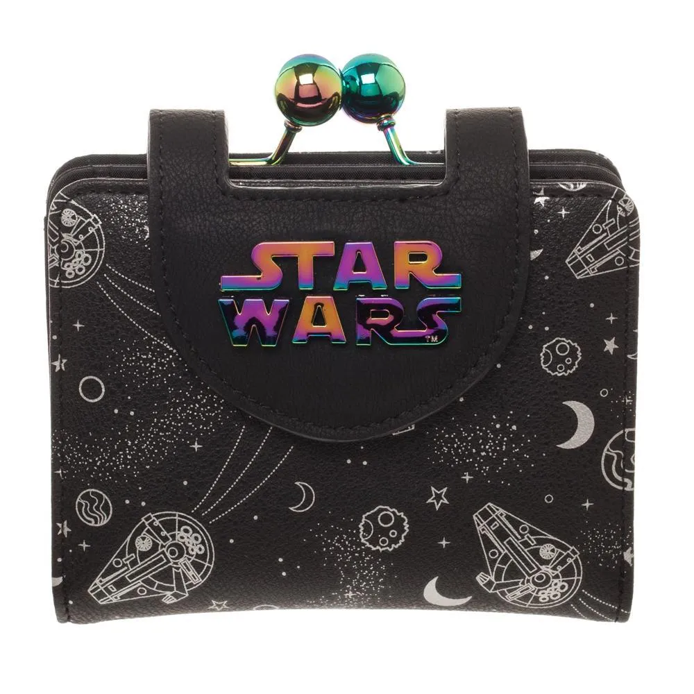 Disney Star Wars Universe Wallet & Coin Purse, Galaxy Hologram, All Over Print Space Spacecraft