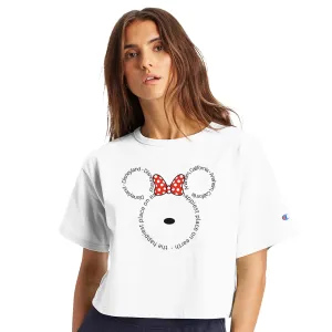 Disneyland "Bow" / Anaheim, California / The Happiest Place On Earth | Women's Cropped Heritage Crewneck T-Shirt | Champion T453W