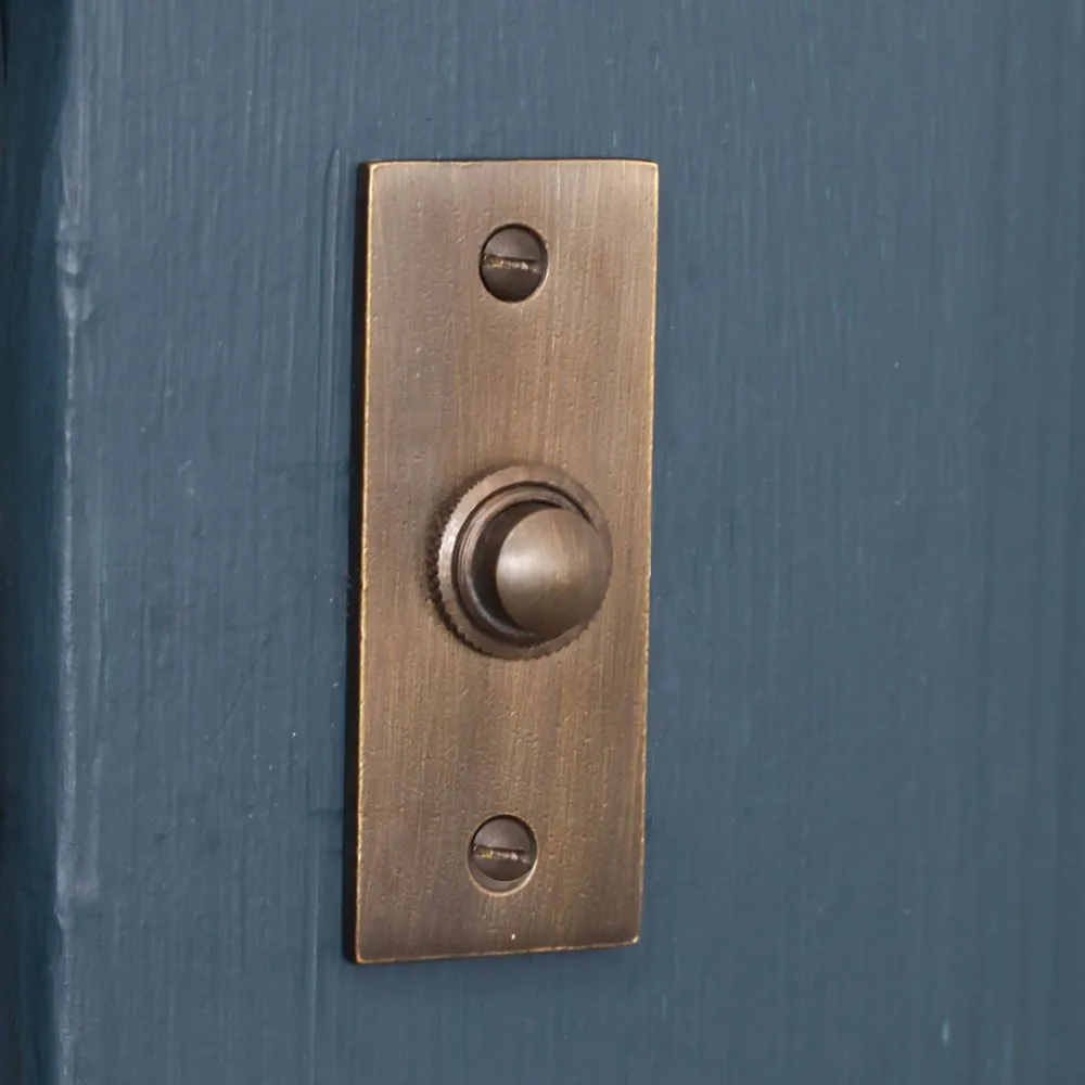 Distressed Antique Brass Rectangular Bell Push
