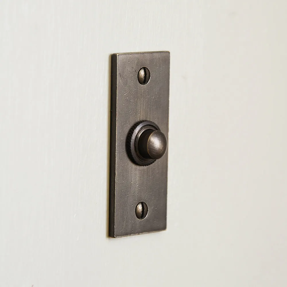 Distressed Antique Brass Rectangular Bell Push