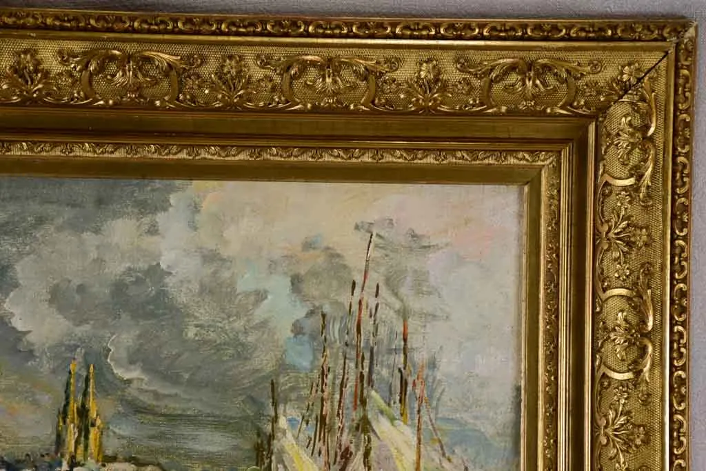 Early 20th century sea port in Normandy - Anonymous 26¾" x 32¾"