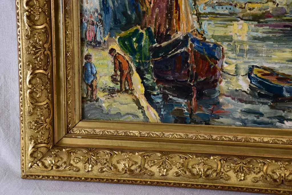 Early 20th century sea port in Normandy - Anonymous 26¾" x 32¾"