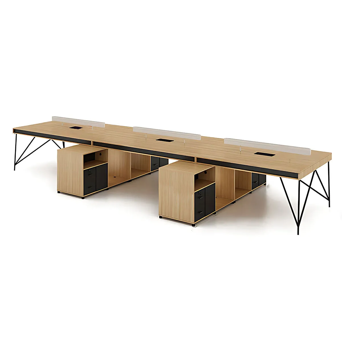 Elegant Natural Wood Cubicle Desk with Storage Compartments