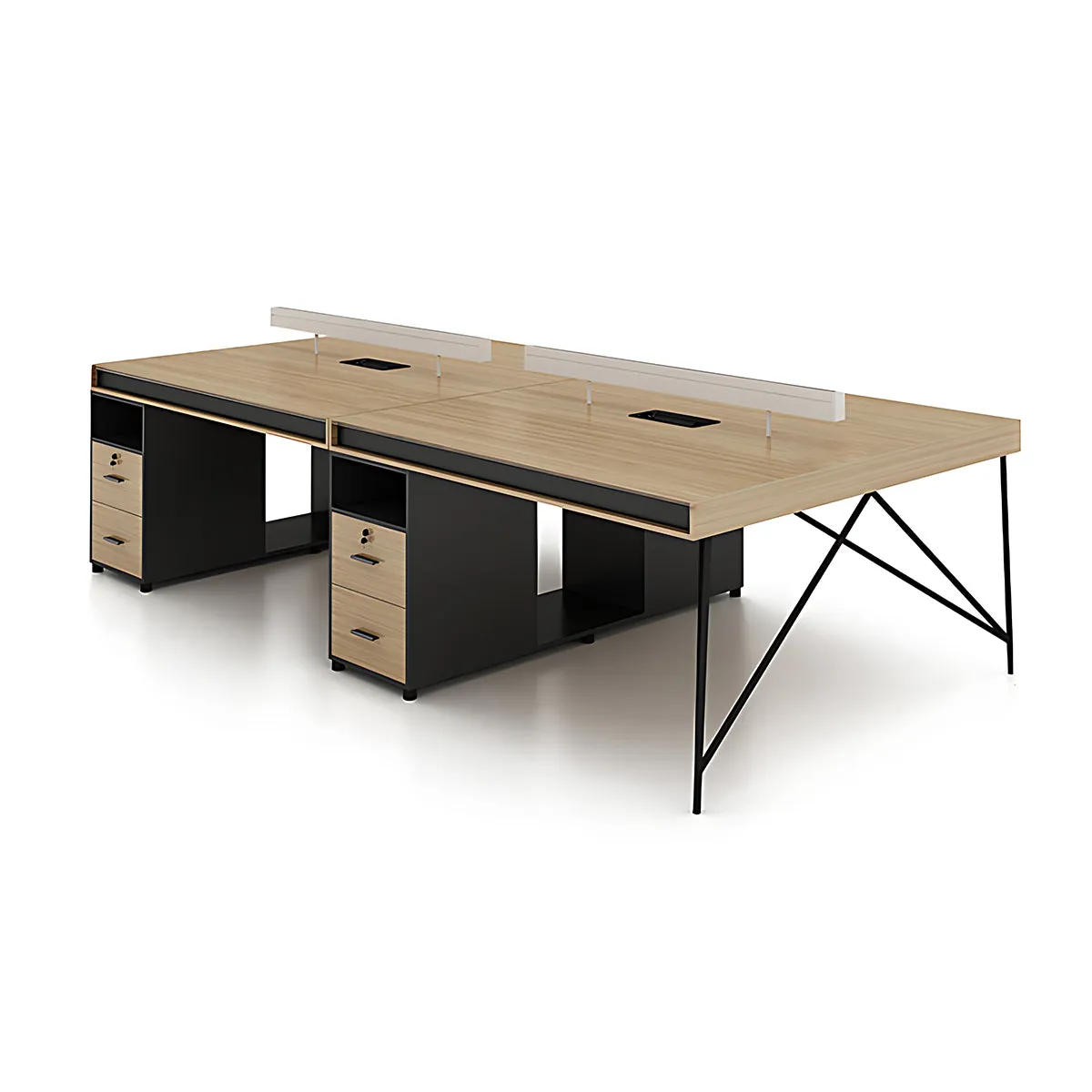 Elegant Natural Wood Cubicle Desk with Storage Compartments