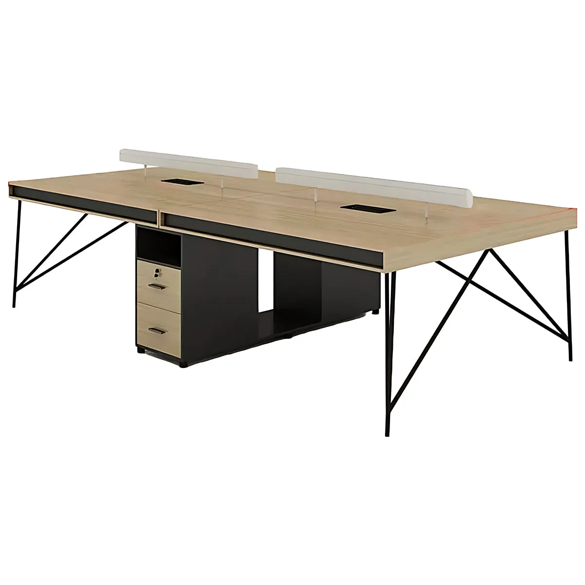 Elegant Natural Wood Cubicle Desk with Storage Compartments