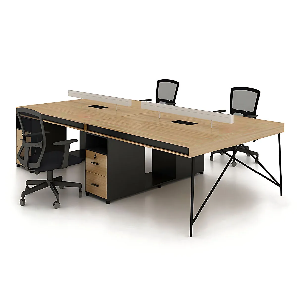 Elegant Natural Wood Cubicle Desk with Storage Compartments
