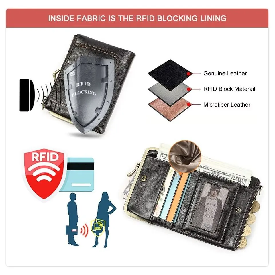 ElegantCow RFID Short Zipper Clutch Wallet