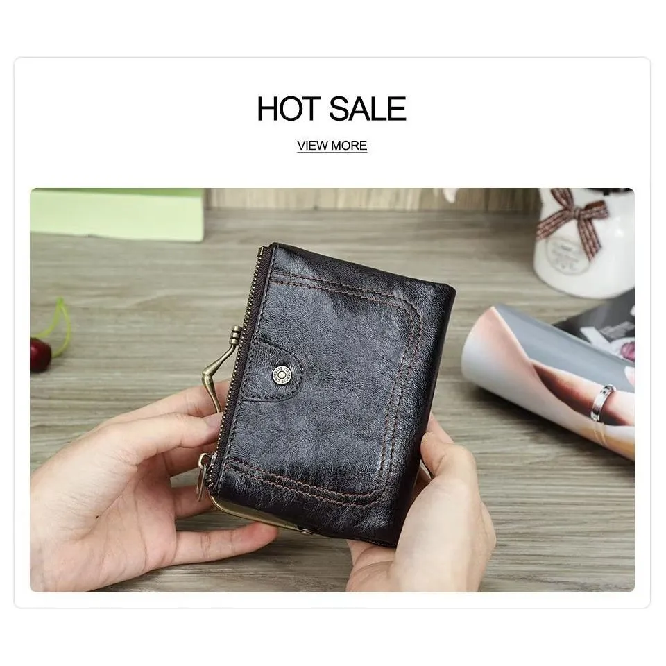 ElegantCow RFID Short Zipper Clutch Wallet