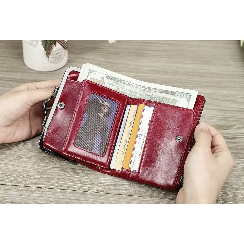 ElegantCow RFID Short Zipper Clutch Wallet