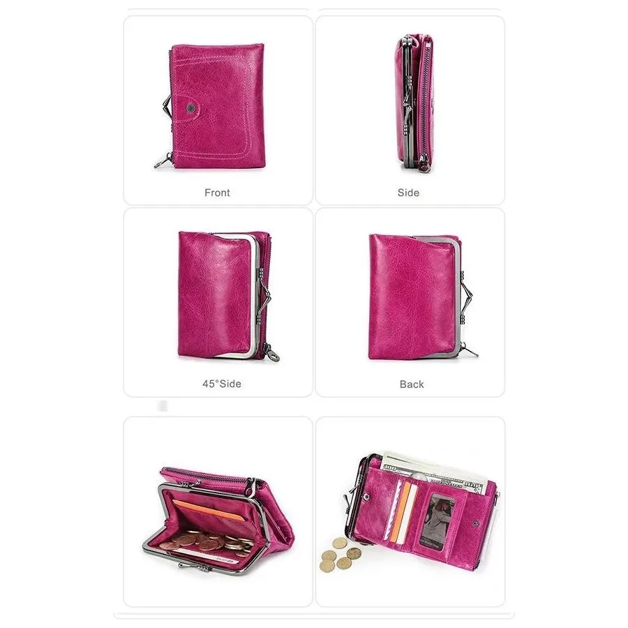 ElegantCow RFID Short Zipper Clutch Wallet