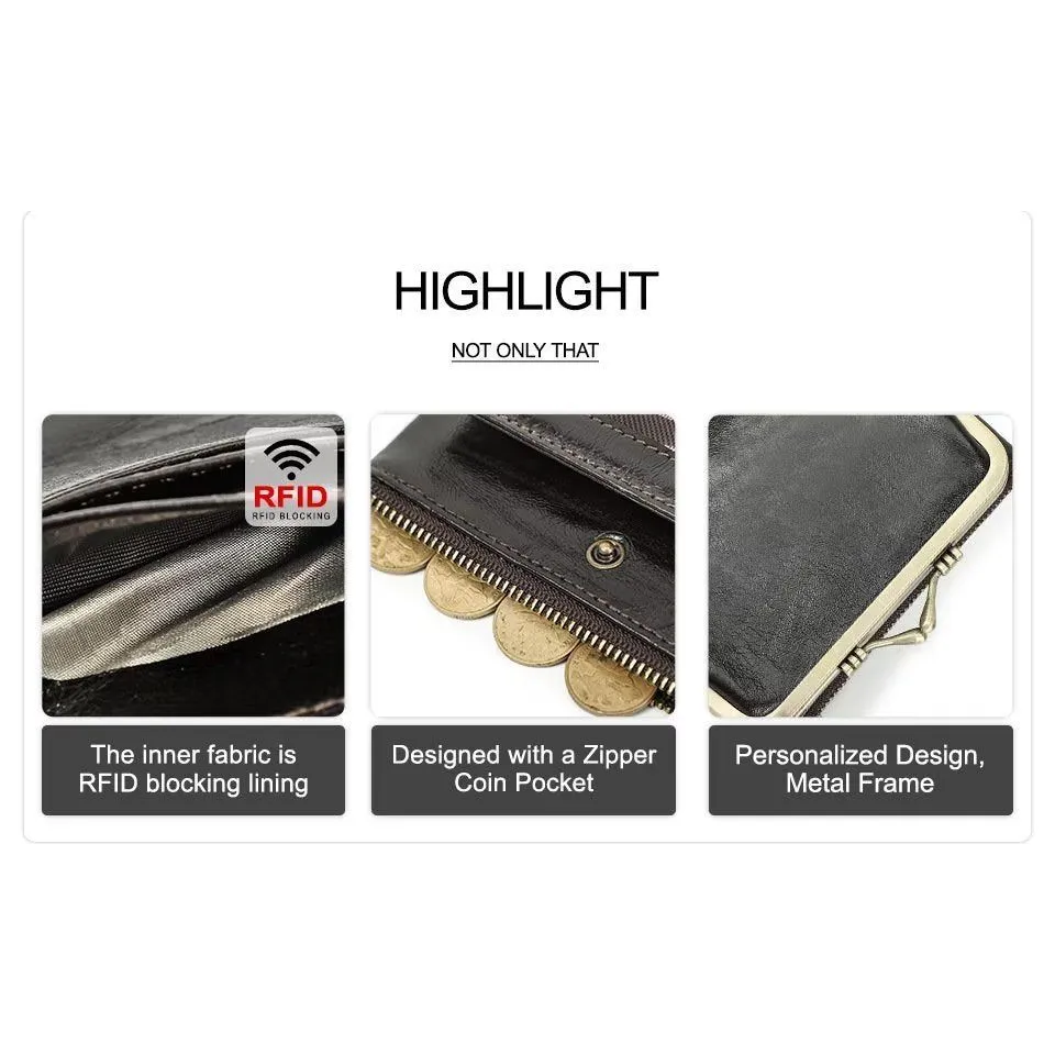 ElegantCow RFID Short Zipper Clutch Wallet