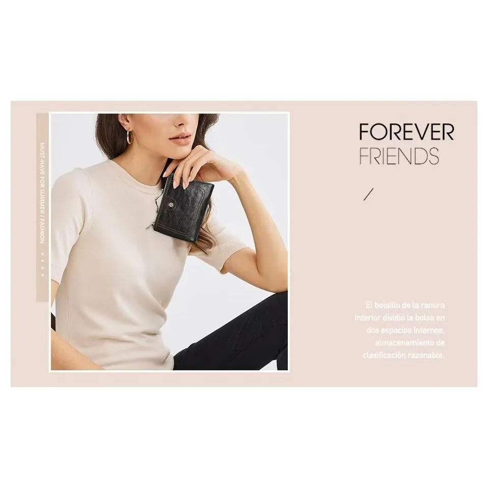 ElegantCow RFID Short Zipper Clutch Wallet