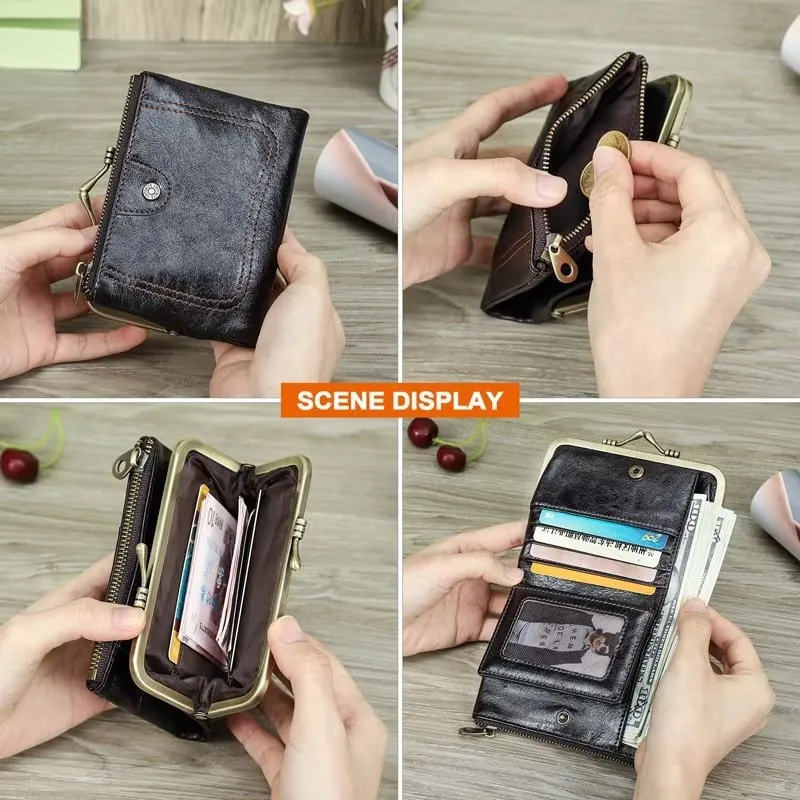 ElegantCow RFID Short Zipper Clutch Wallet