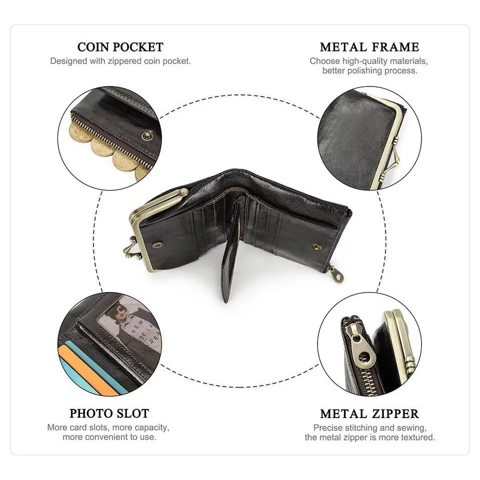 ElegantCow RFID Short Zipper Clutch Wallet