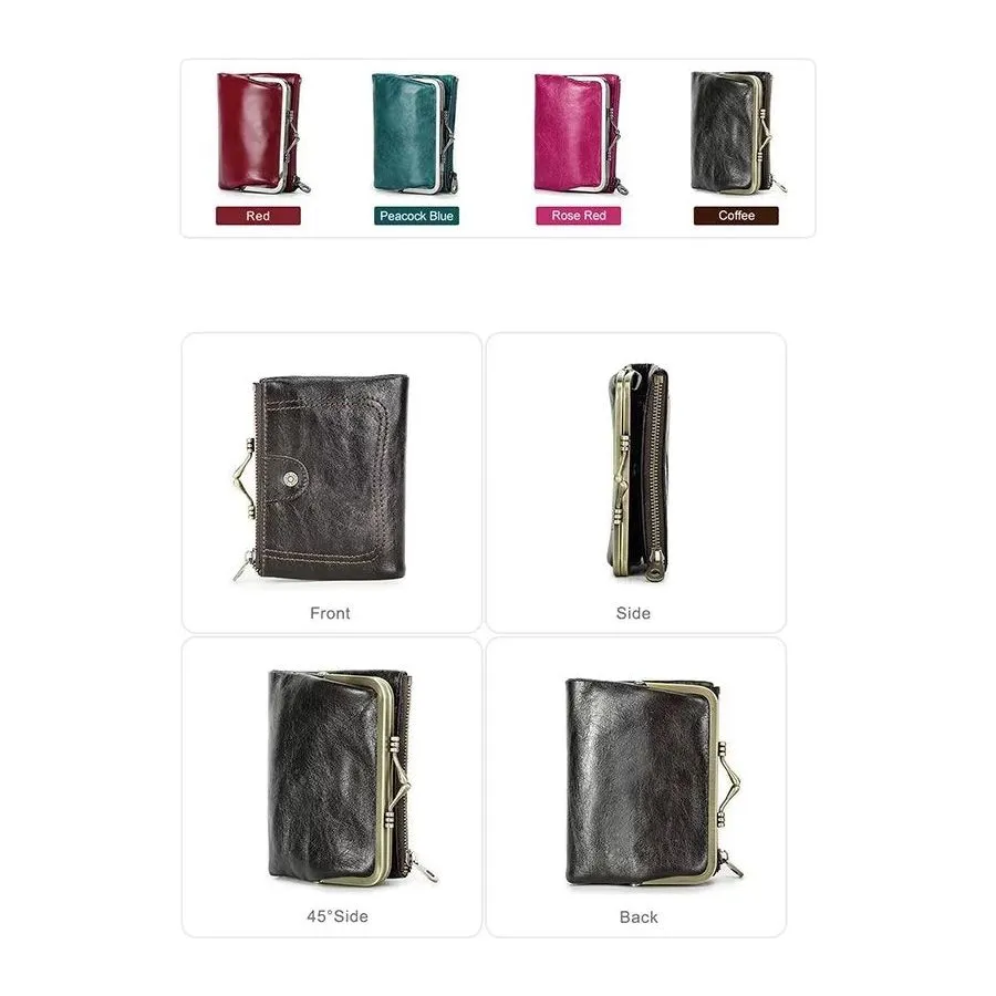 ElegantCow RFID Short Zipper Clutch Wallet