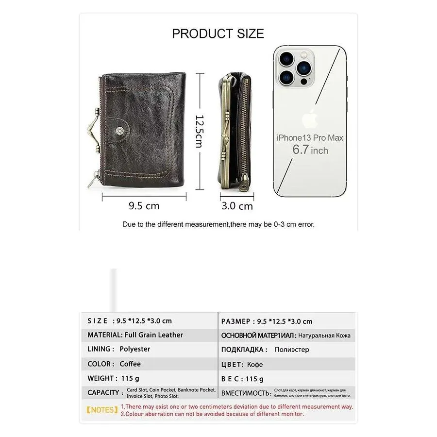 ElegantCow RFID Short Zipper Clutch Wallet
