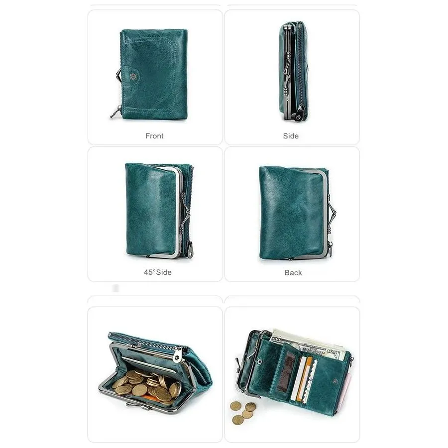 ElegantCow RFID Short Zipper Clutch Wallet
