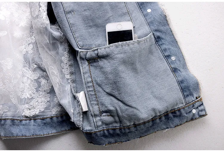 Embroidery Patchwork Stylish Denim Jacket
