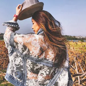 Embroidery Patchwork Stylish Denim Jacket