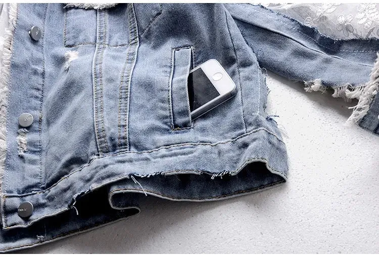 Embroidery Patchwork Stylish Denim Jacket