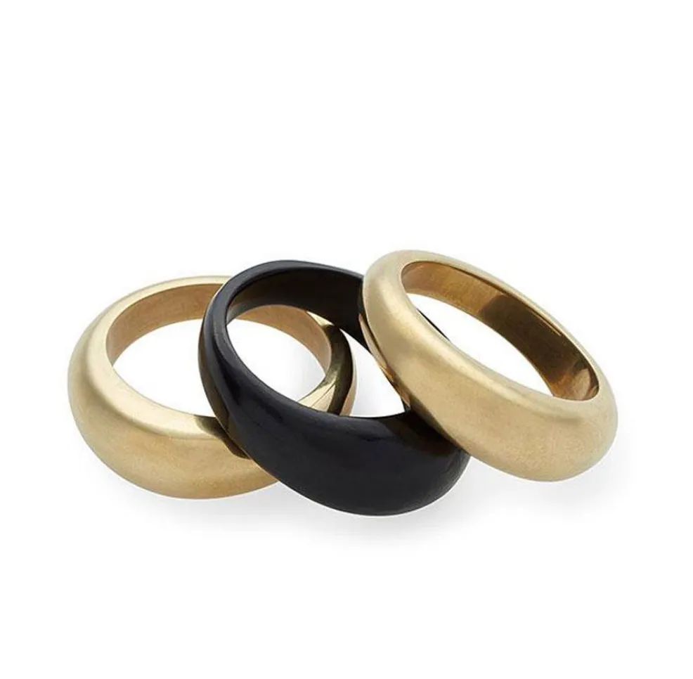 Fanned Stacked Ring - Brass & Black