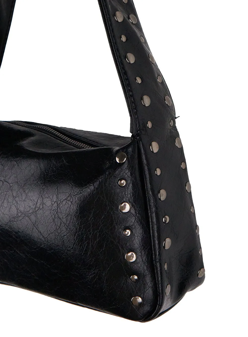 Faux Leather Studded Shoulder Bag IJ503