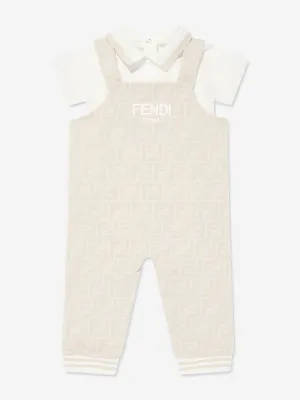 Fendi Baby Dungarees Set in Beige