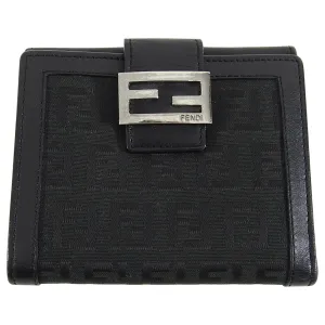 Fendi Black Monogram Zucca Logo Bifold Wallet