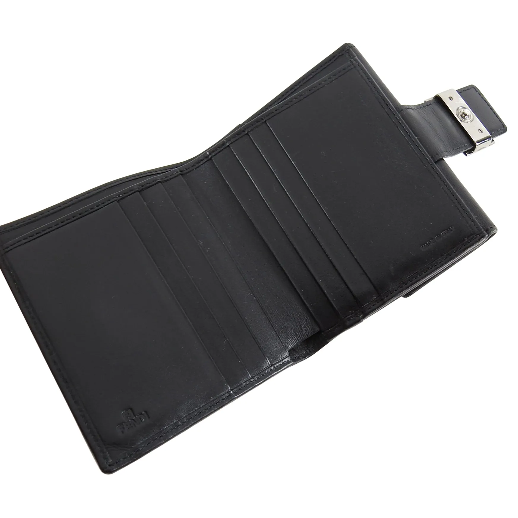 Fendi Black Monogram Zucca Logo Bifold Wallet