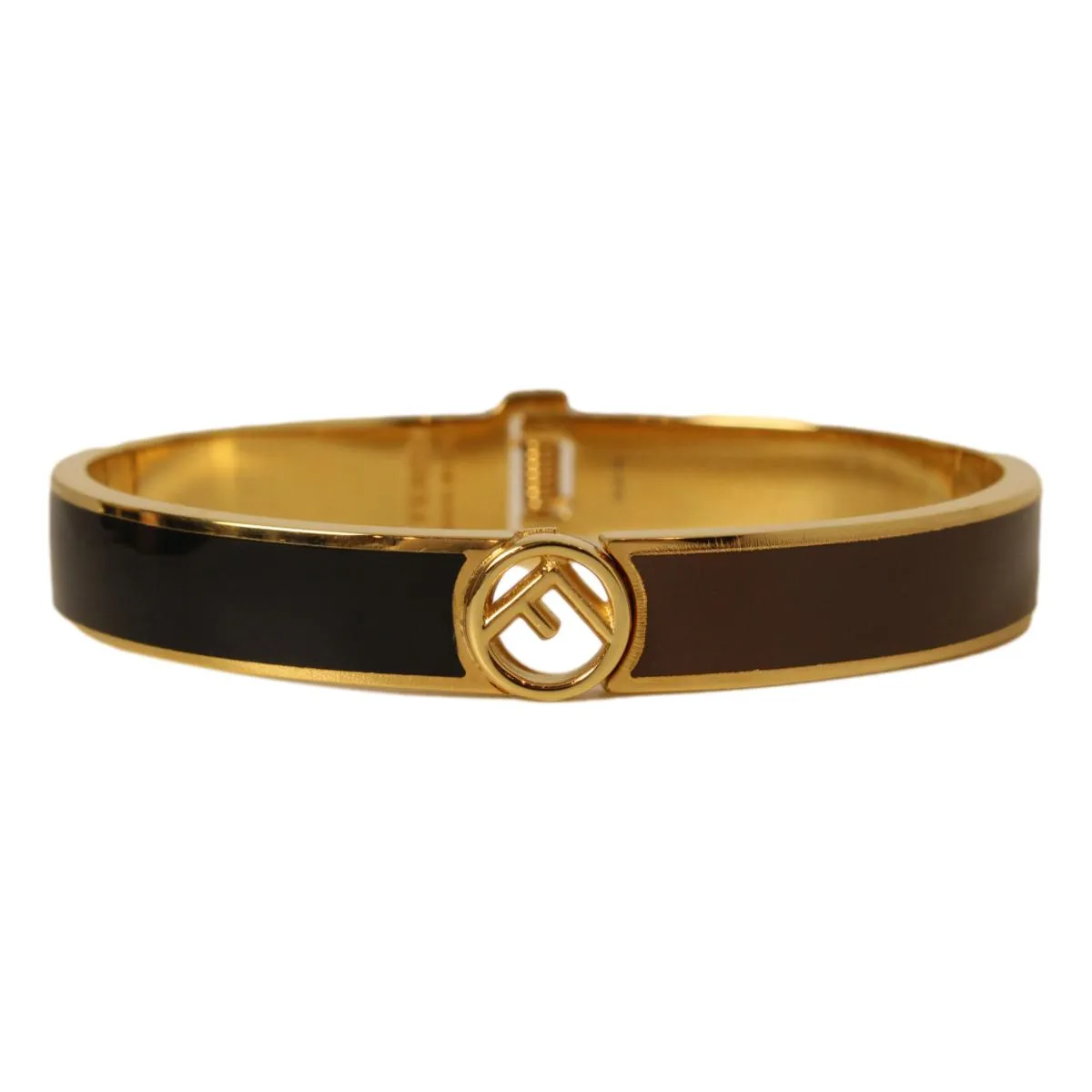 Fendi F is Fendi Brown Black Large Cuff Bracelet 8AG793