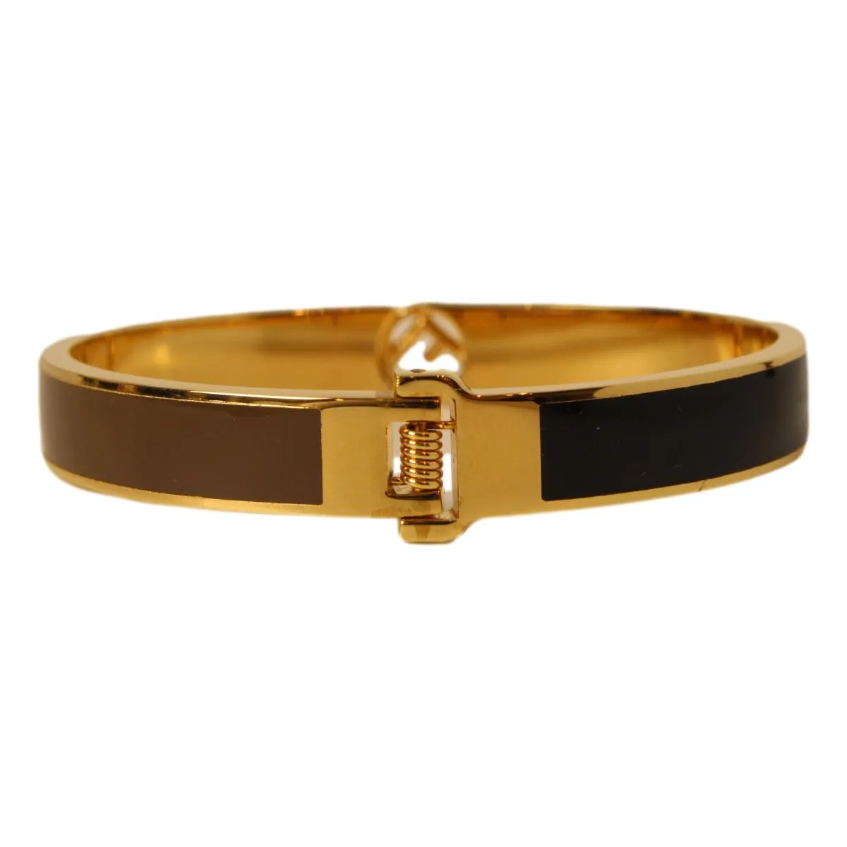 Fendi F is Fendi Brown Black Large Cuff Bracelet 8AG793