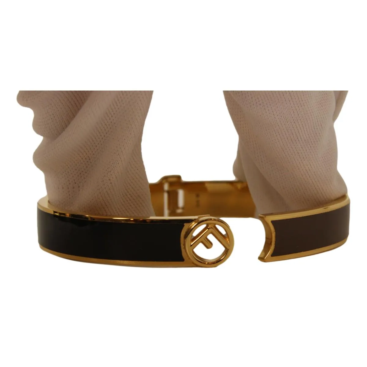Fendi F is Fendi Brown Black Large Cuff Bracelet 8AG793