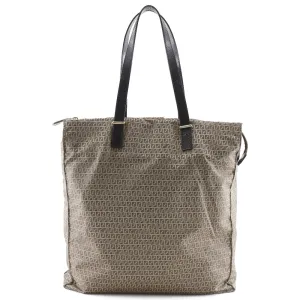 FENDI Tote Bag Nylon, Calfskin Brown micro zucchini Women Used