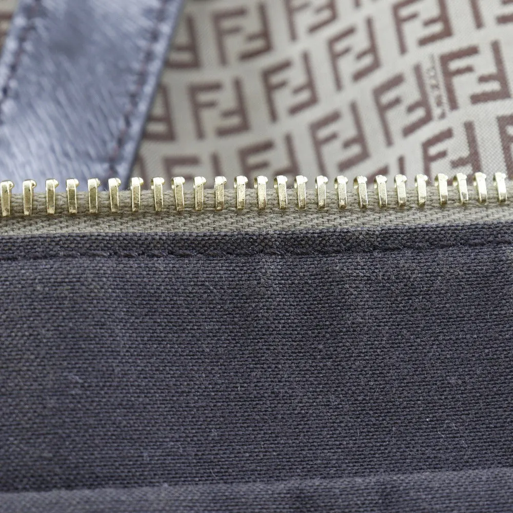 FENDI Tote Bag Nylon, Calfskin Brown micro zucchini Women Used