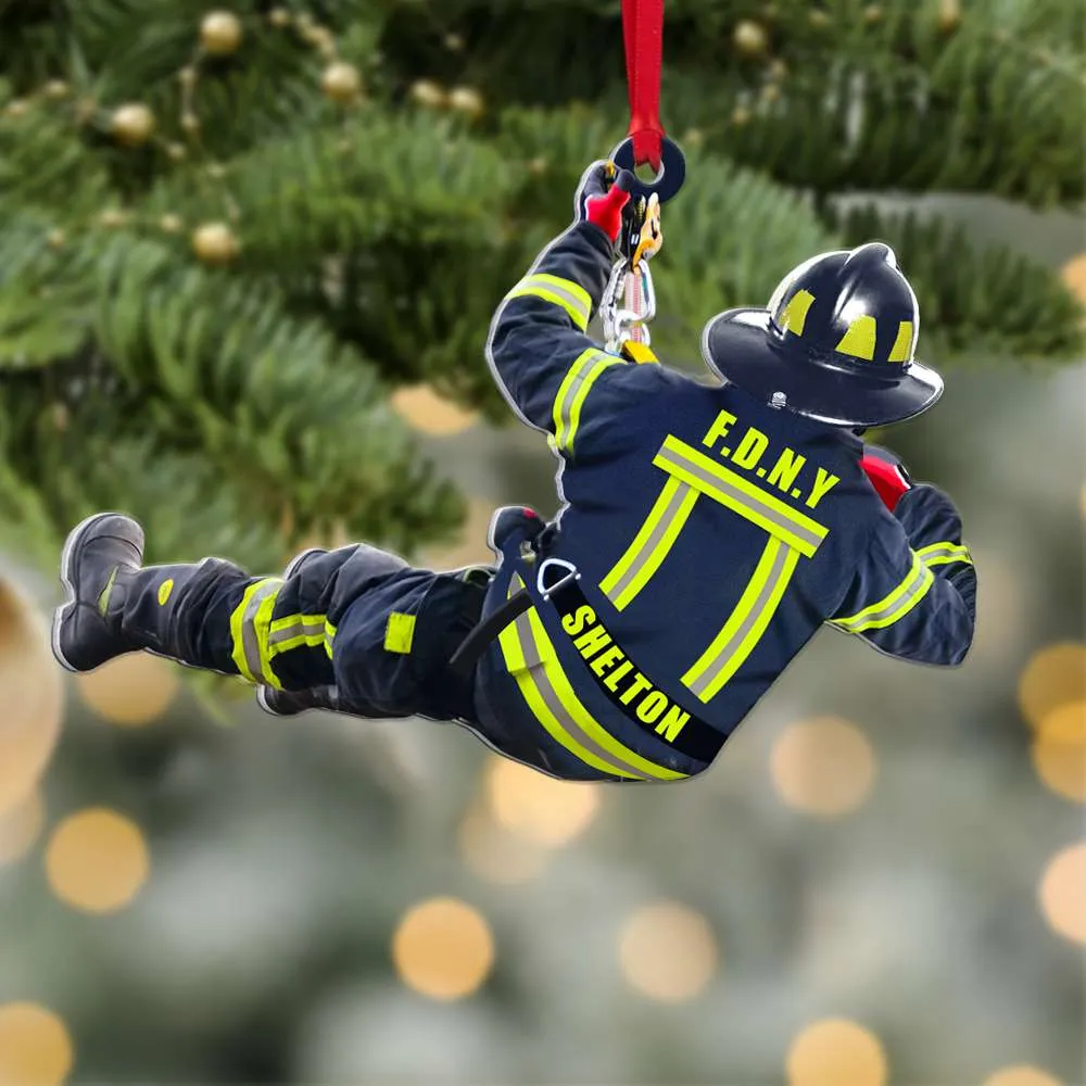 Firefighter On Duty, Personalized Fireman Acrylic Ornament
