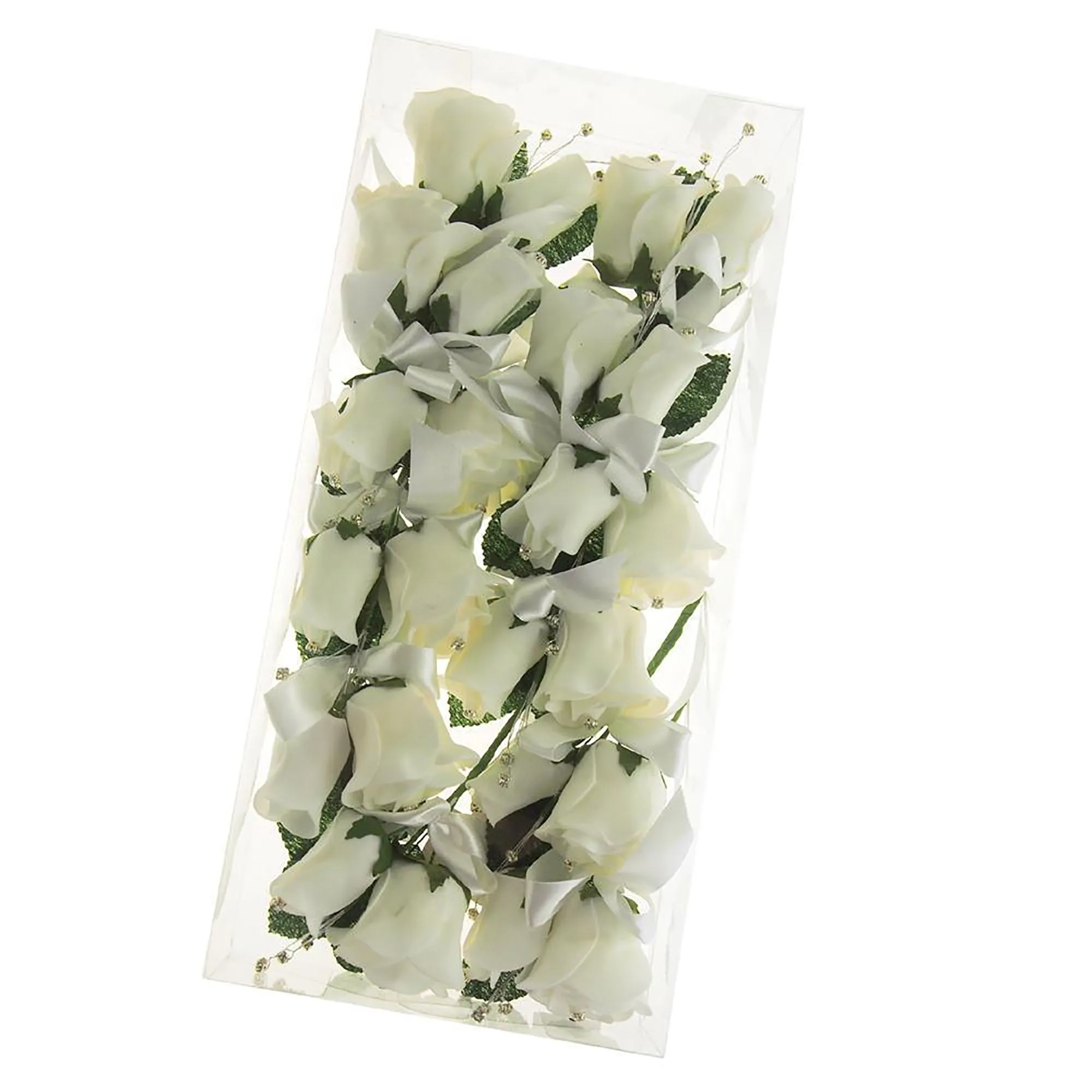 Foam Rose Flower with Rhinestone, Ivory, 5-1/2-Inch, 12-Count