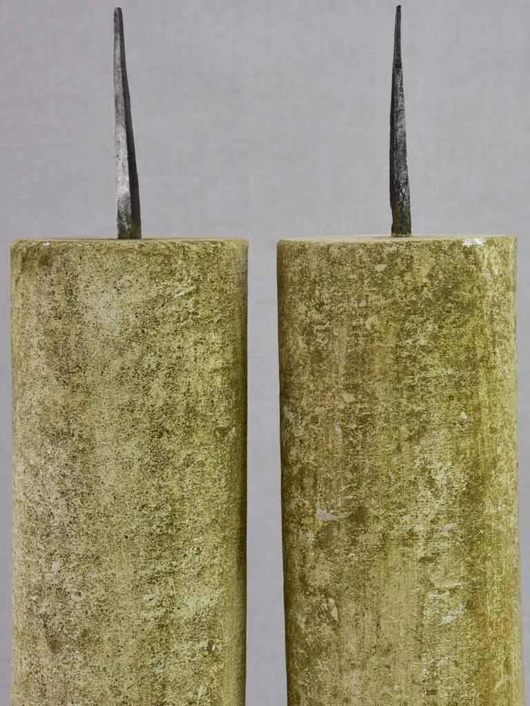Four large stone candlesticks 16½"
