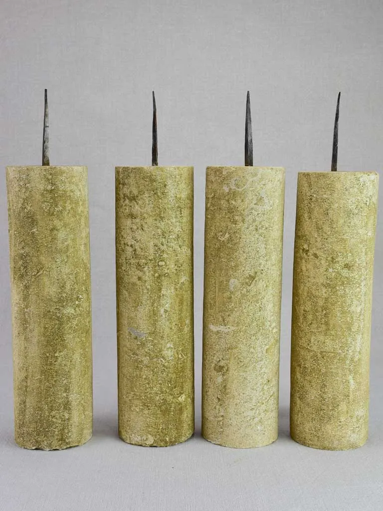 Four large stone candlesticks 16½"