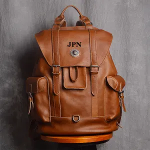 Full Grain Leather Backpack Unisex School Backpack 15.6'' Laptop Backpack Weekender Backpack NP03