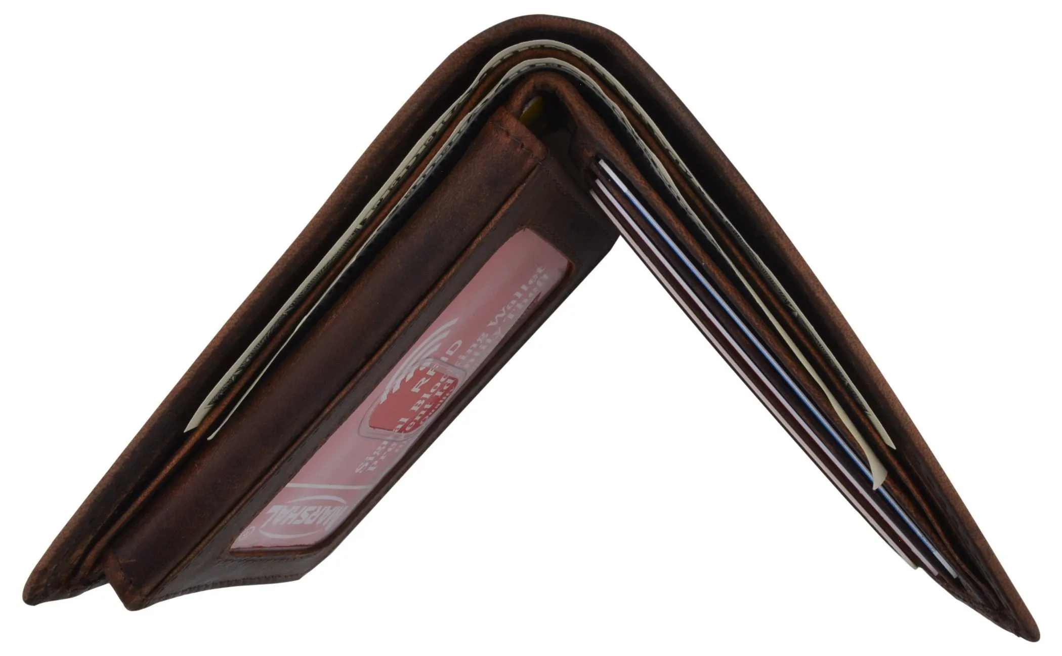 Genuine Leather RFID Bifold Mens Marijuana Leaf Logo Wallet
