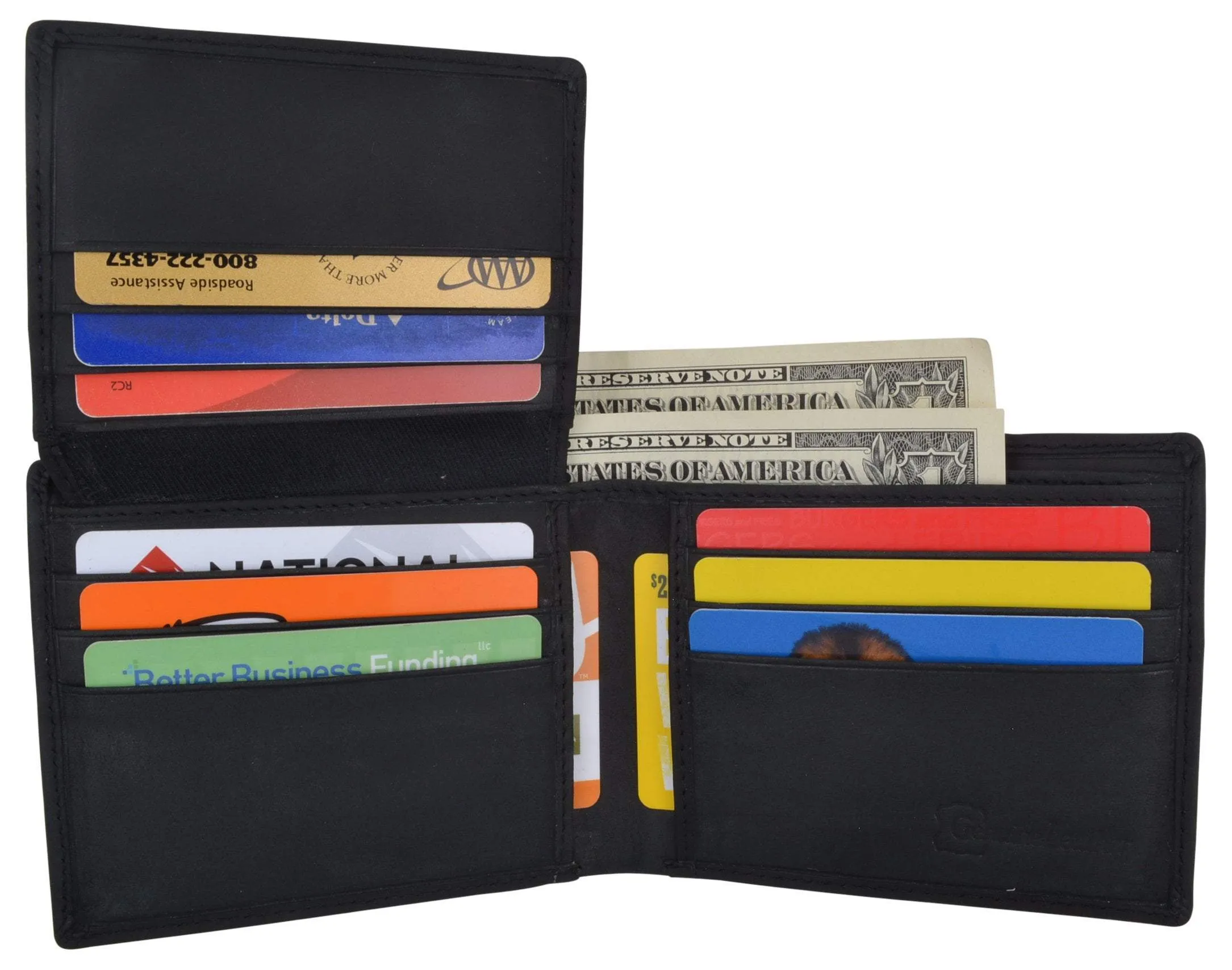Genuine Leather RFID Bifold Mens Marijuana Leaf Logo Wallet