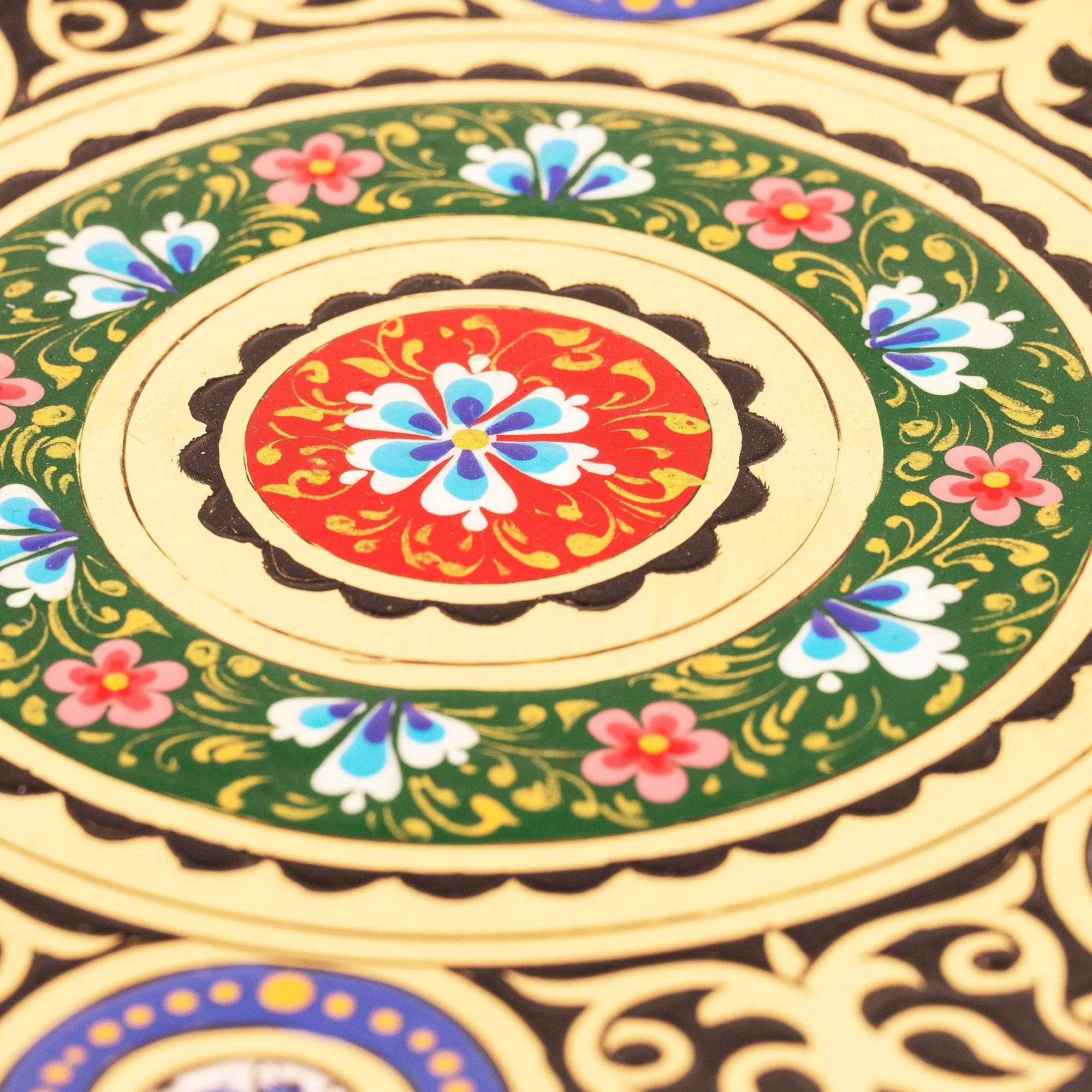 Geometric Red and Blue Brass Wall Art with Drop Motifs - Red Paradise Drops | NOVICA