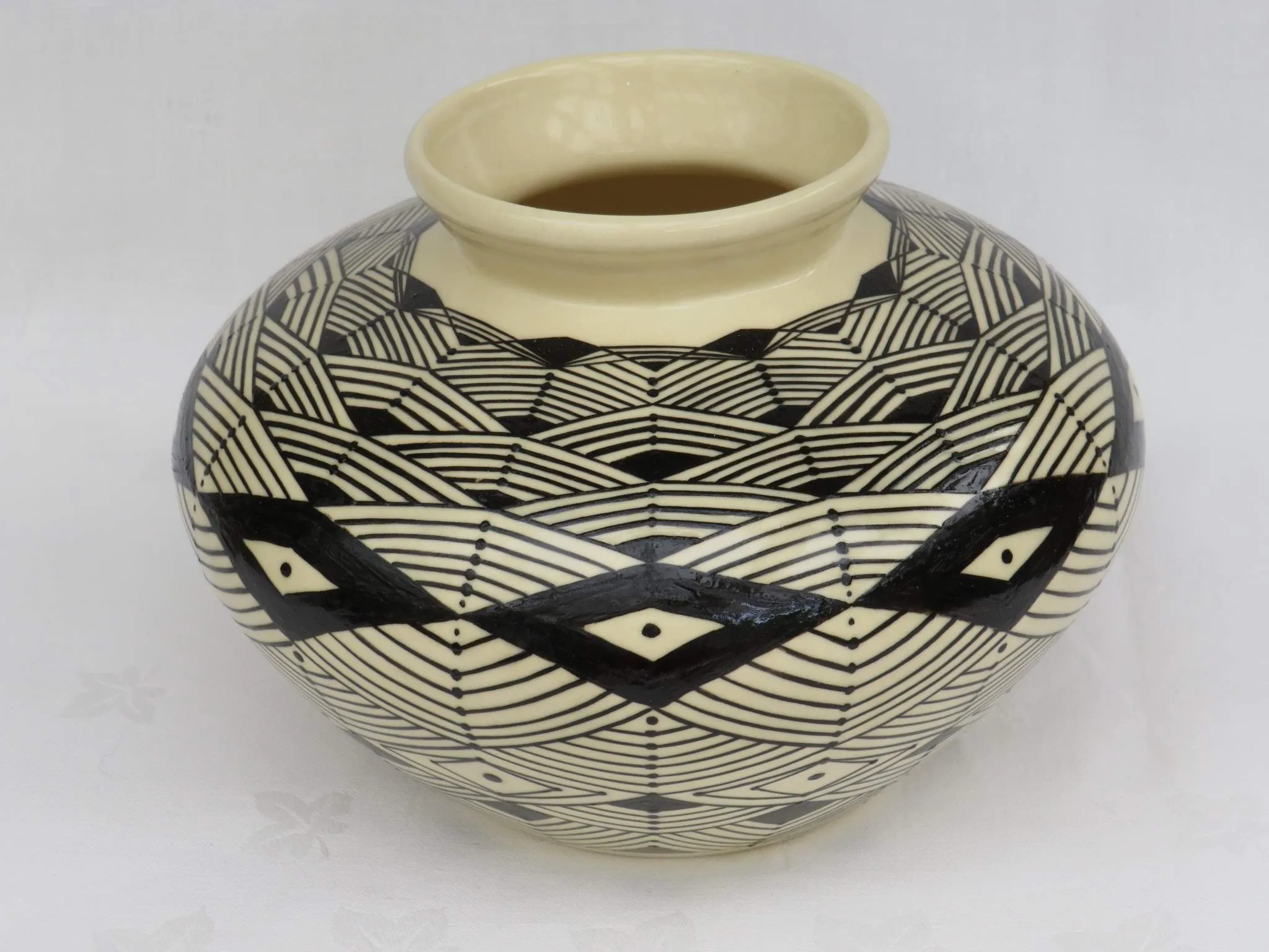 Geometric Vase in Black and White by Georgie Waldron