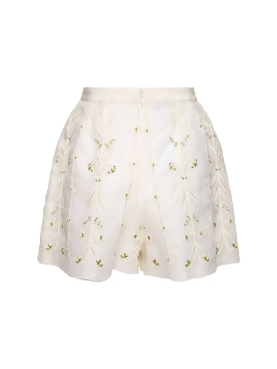 Giambattista Valli   Embroidered silk organza shorts 