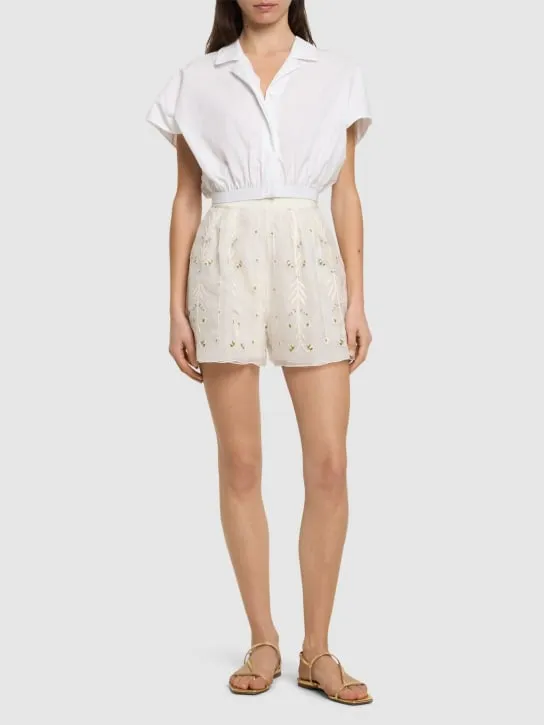 Giambattista Valli   Embroidered silk organza shorts 